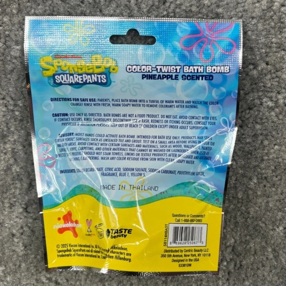 Nickelodeon SpongeBob SquarePants Bath Set 3 Piece Hair Towel Bath Bomb‎ Sponge